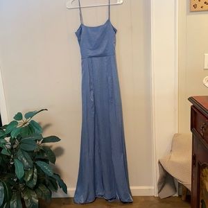 Long flowy dress /gown. Blue size small   opening in back   Has a nice sheen